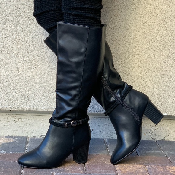 Rope Hardware Block Heel Knee High Wide Fit Boots - Picture 1 of 8